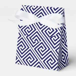 Navy blue, white Greek Key pattern wedding Favour Box