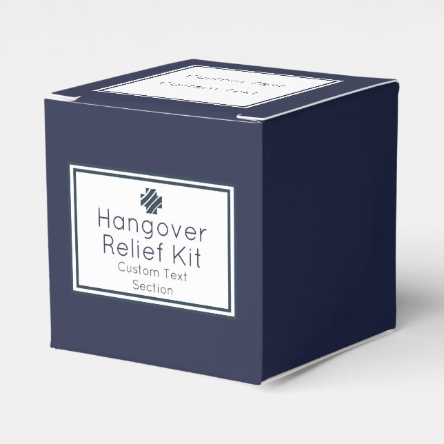 Navy Blue & White Hangover Relief Kit Favour Box (Front Side)