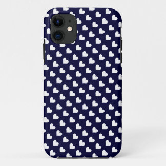 Navy Blue & White Heart Pattern iPhone 5 Case