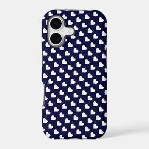 Navy Blue & White Heart Pattern iPhone 5 Case
