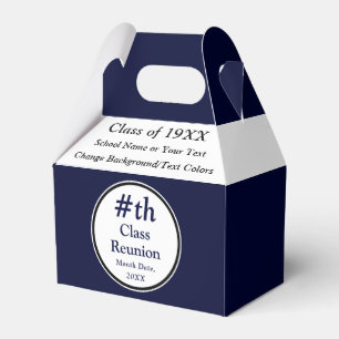 Navy Blue, White, High School Reunion Favour Boxes