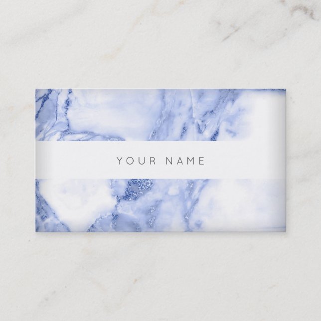 Navy Blue White Marble Vip Abstract Business Card (Front)