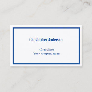 Navy Blue White Minimal Professional Corporate B Business Card
