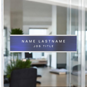 Navy Blue White Modern Elegant Professional Classy Door Sign