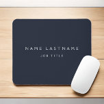 Navy Blue White Modern Elegant Professional Classy Mouse Mat<br><div class="desc">Custom Luxury Executive Navy Blue and White Minimalist Business Mousepad (Mouse Pad) with white lettered typography for the monogrammed add your own name and profession or job title. The Business Professional Name Plate can be customised with your name and job title. Please contact the designer for customised matching items.</div>