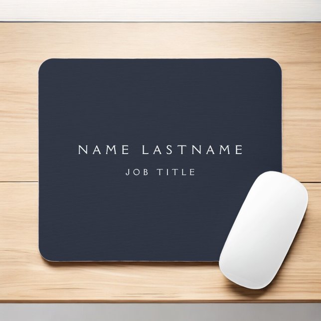 Navy Blue White Modern Elegant Professional Classy Mouse Mat (Creator Uploaded)