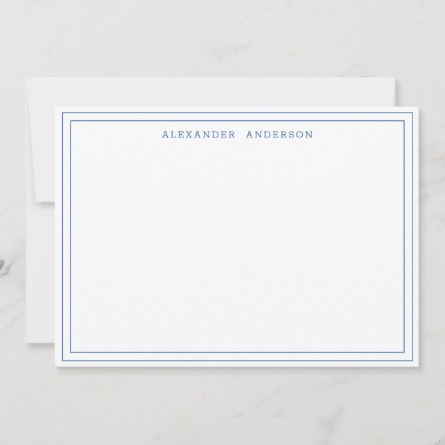 Navy Blue White Modern Professional Double Border Card (Front)