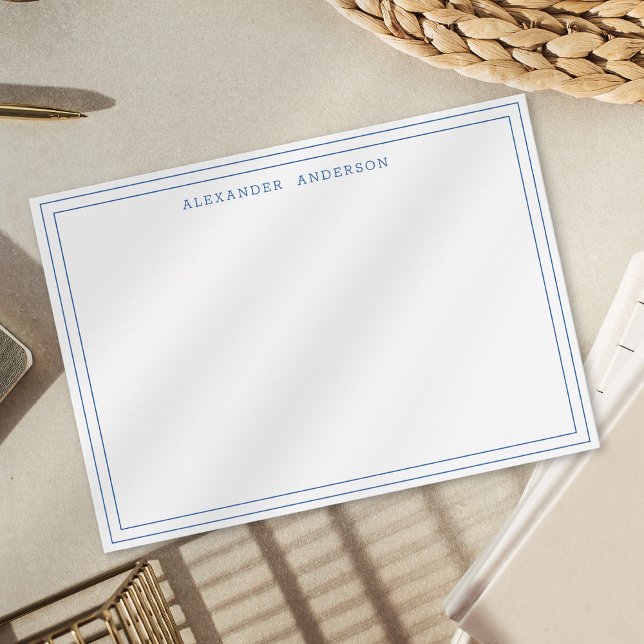 Navy Blue White Modern Professional Double Border Card (Creator Uploaded)