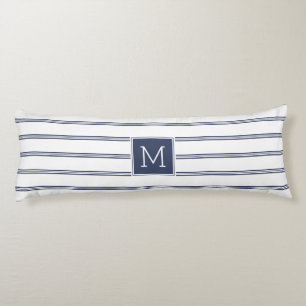 Navy-Blue & White Modern Stripes Body Cushion
