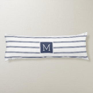 Navy-Blue & White Modern Stripes Body Cushion