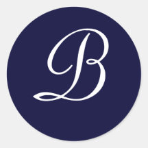 Navy Blue & White Monogram Initial Seal "B"