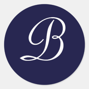 Navy Blue & White Monogram Initial Seal "B"