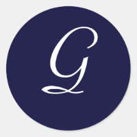 Navy Blue & White Monogram Initial Seal "G"