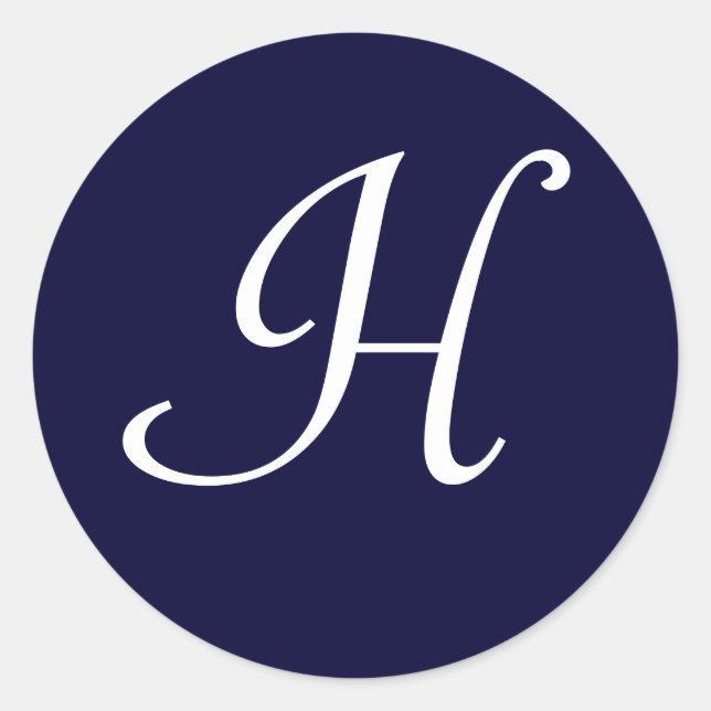 Navy Blue & White Monogram Initial Seal "H" (Front)