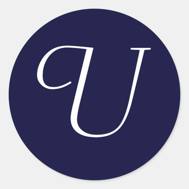Navy Blue & White Monogram Initial Seal "U" (Front)