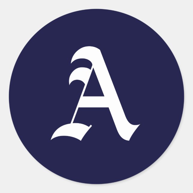 Navy Blue & White Monogram Initial Seals "A" (Front)