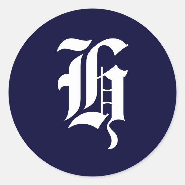 Navy Blue & White Monogram Initial Seals "H" (Front)