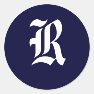 Navy Blue & White Monogram Initial Seals "R"
