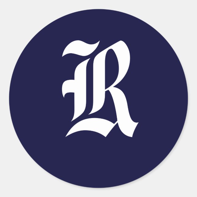 Navy Blue & White Monogram Initial Seals "R" (Front)