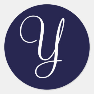 Navy Blue & White Monogram Initial Seals "Y""
