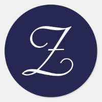 Navy Blue & White Monogram Initial Seals "Z"