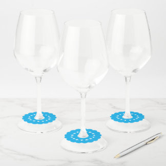 Navy blue white monogram name minimalist script wi wine glass tag