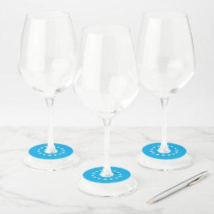 Navy blue white monogram name minimalist script wi wine glass tag
