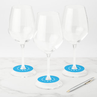 Navy blue white monogram name minimalist script wi wine glass tag