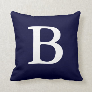 Navy Blue White Monogrammed B Throw Pillow