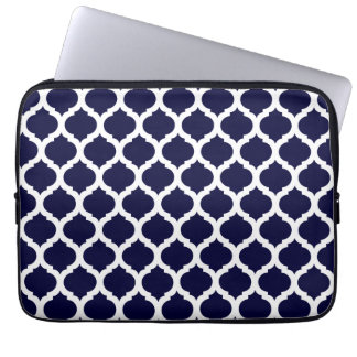 Navy Blue & White Moroccan Laptop Sleeve
