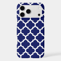 Navy Blue White Moroccan Quatrefoil Pattern #5