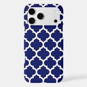Navy Blue White Moroccan Quatrefoil Pattern #5