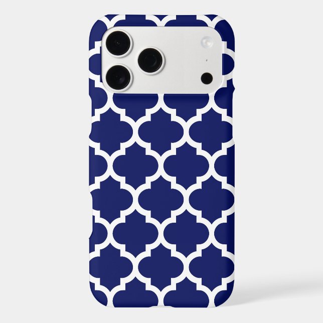Navy Blue White Moroccan Quatrefoil Pattern #5 (Back)