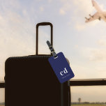 Navy blue white name elegant modern luggage tag<br><div class="desc">A classic navy blue background. Personalise and add your monogram initials and name,  white letters.  Modern,  trendy and simple. 
Back: add your contact information.</div>