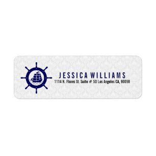 Navy Blue & White Nautical Boat Wheel