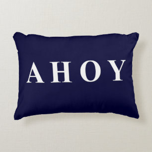 Navy Blue White Nautical Sailing Stripes Decorative Cushion