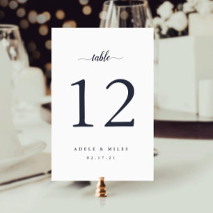 Navy Blue & White Personalised Table Number Card