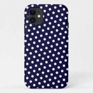 Navy Blue & White Polka Dot Pattern iPhone 5 Case