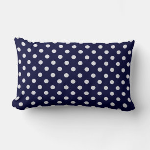 Navy Blue White Polka Dot Pattern Lumbar Cushion