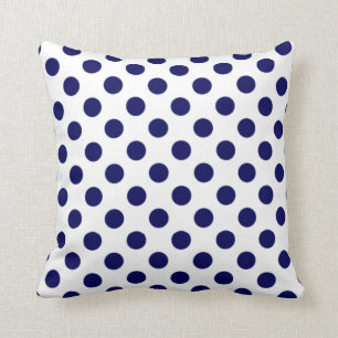 Navy Blue & White Polka Dot Pillow