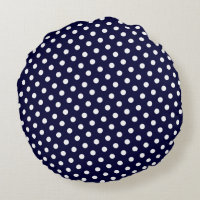 Navy Blue & White Polka Dot Round Pillows