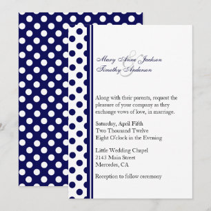 Navy Blue & White Polka Dot Wedding Invitation
