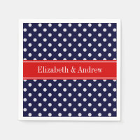Navy Blue White Polka Dots Red Name Monogram