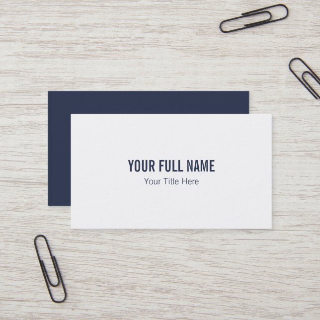 Navy Blue & White Professional Minimalist Business Card (Front/Back In Situ)