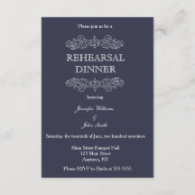 Navy Blue & White Rehearsal Dinner Invitations