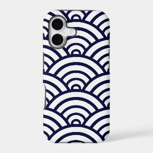 Navy Blue & White Scallop Pattern