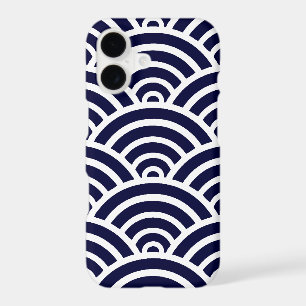 Navy Blue & White Scallop Pattern iPhone 7 Case