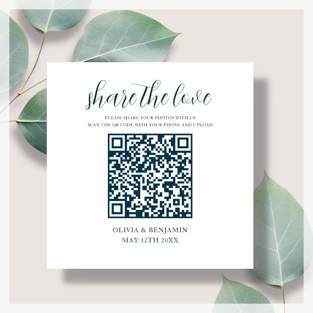 Navy Blue | White Share The Love QR Code Enclosure Card (Creator Uploaded)