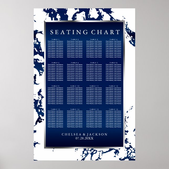 Navy Blue, White  & Silver - Seating Chart (Front)
