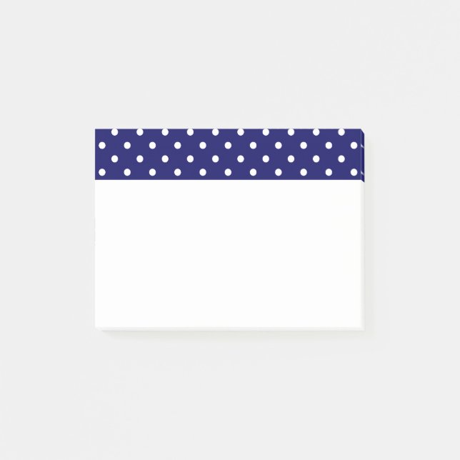 Navy Blue White Spotty Polka Dot Pattern Post-it Notes (Front)